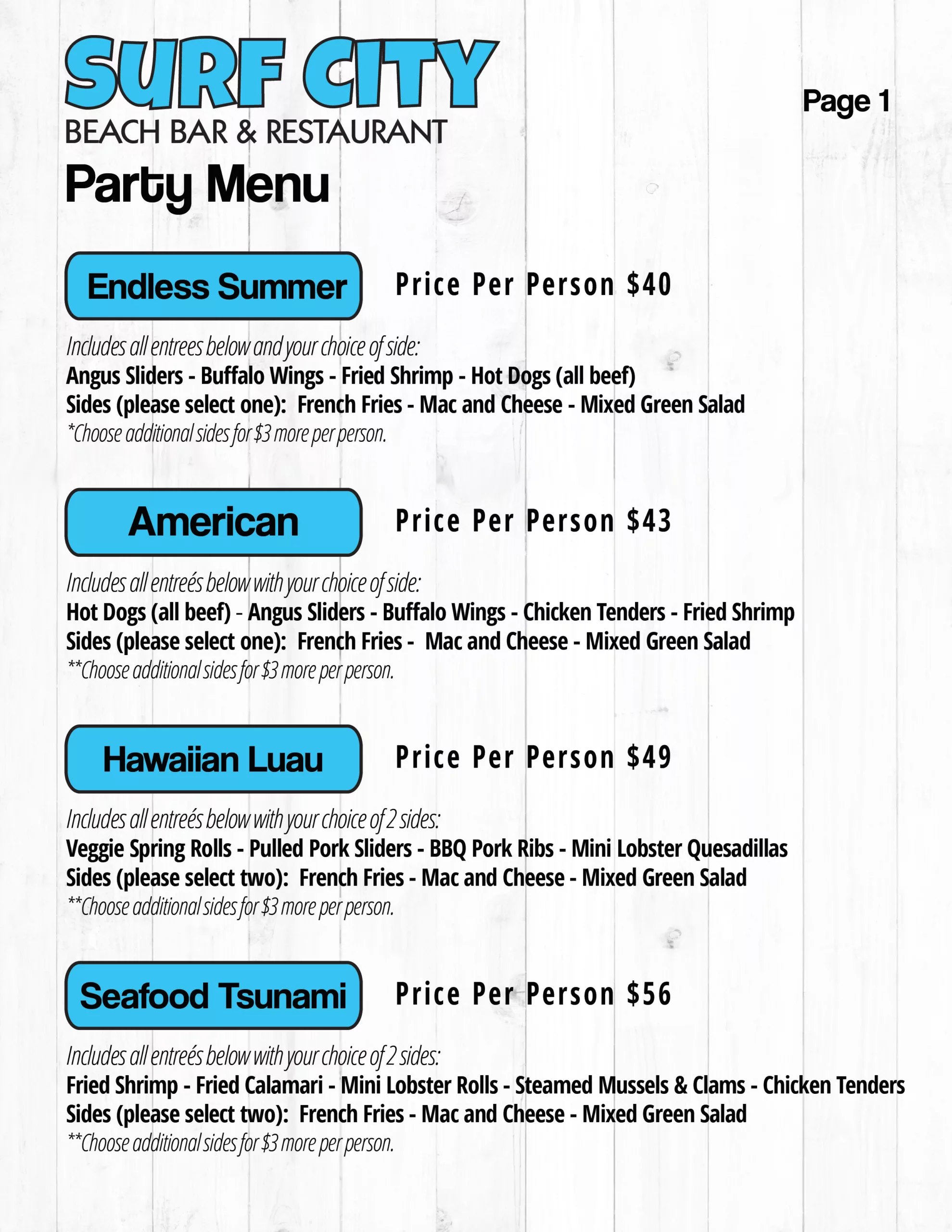 Surf City Food Packages