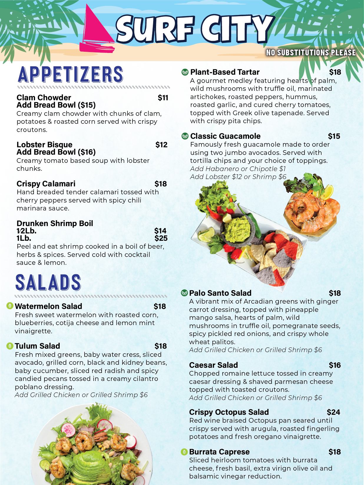 MENU – Surf City Bar